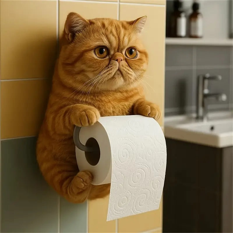 🐱【Vroč razprodajni hit leta】💥Ljubko držalo za toaletni papir z motivom mačke✨📦Brezplačna dostava – na zalogi