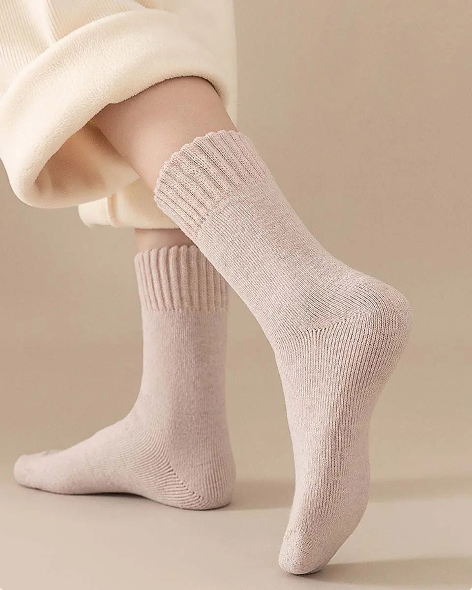 🔥【6 par】🧦Grube i ciepłe wełniane skarpety na zimę, super grube i ciepłe, elastyczne, rozmiar 35-42
