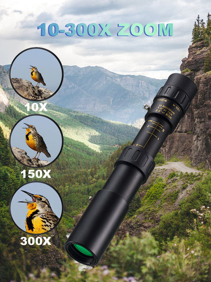 🔭【10–300× Zoom】HD prenosni daljnogled na dolge razdalje · Zmogljiv in jasen pogled
