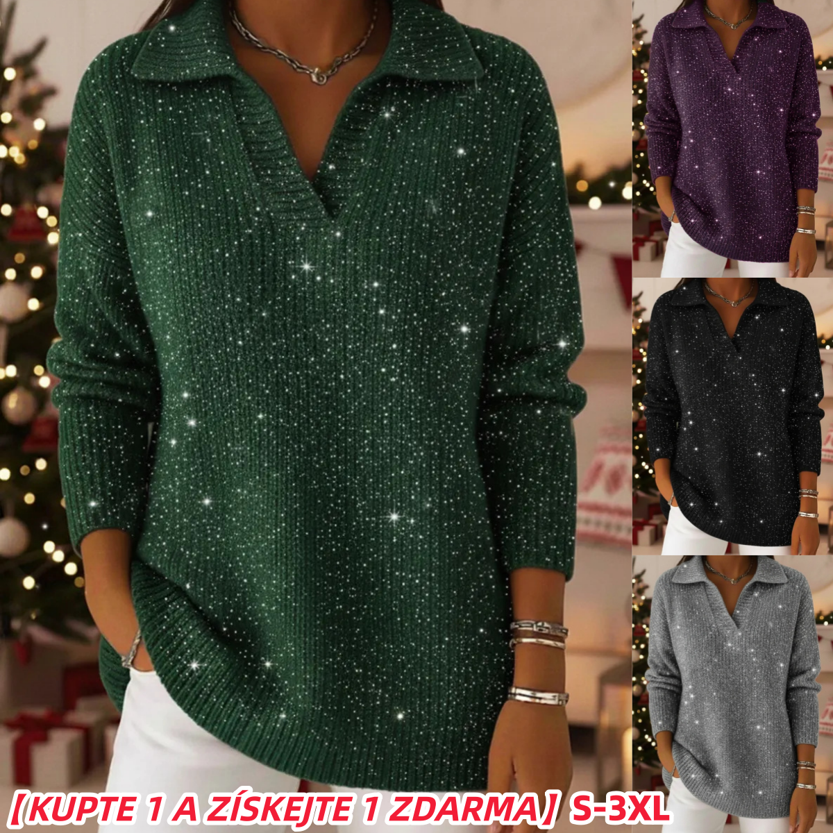 🔥 TOP PRODUKT – 50% ZNIŻKI 🔥【S-5XL】Damski sweter z dzianiny z dekoltem w serek i wzorem rozgwieżdżonego nieba – nowoczesny, elegancki, jak z marzeń