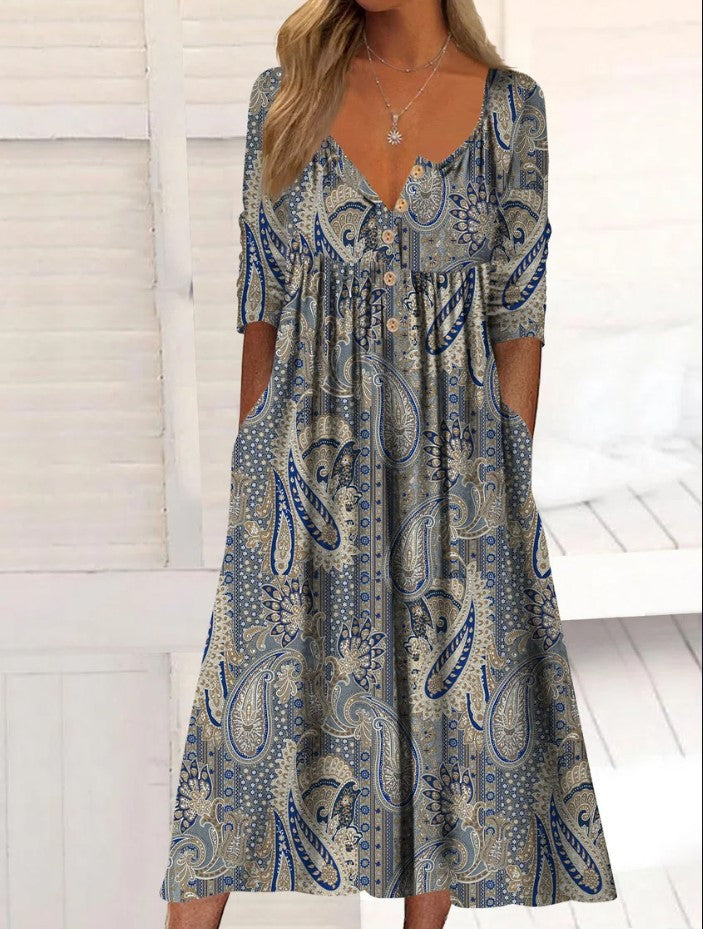 💃✨ 【S-3XL】Nowa sukienka damska 2026 z modnym nadrukiem i kieszeniami 🔥 Styl casual & luźny 👋 Must-have na lato