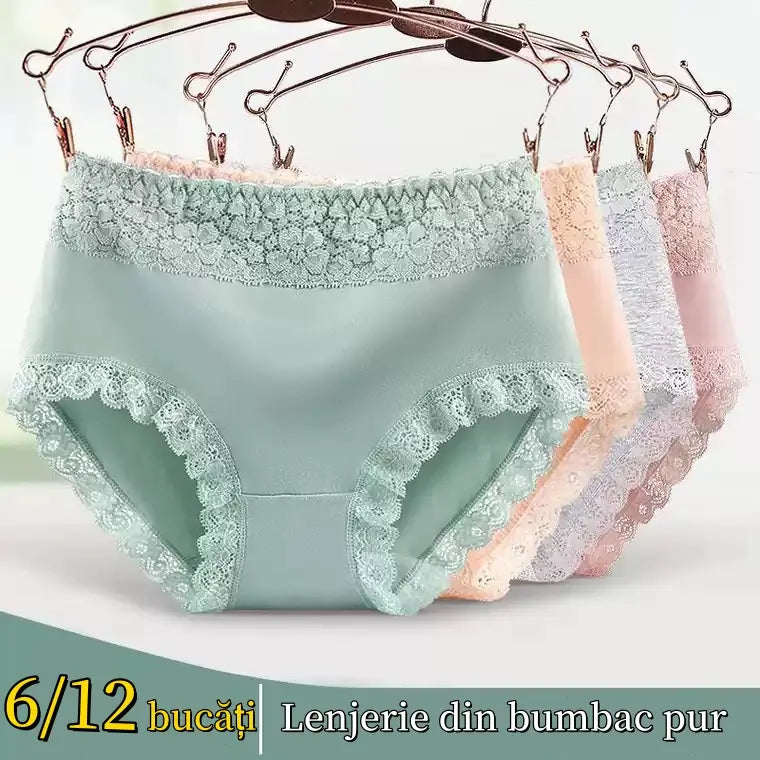 🔥【1 zestaw 6 sztuk】👙Damskie bezszwowe majtki z oddychającej bawełny, ze średnim stanem