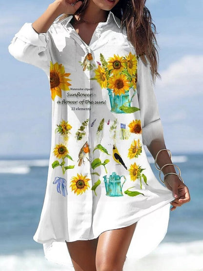 🌼 Sukienka koszulowa S–3XL – kwiatowy wzór, kolekcja 2026