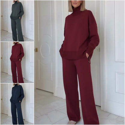 🔥 【50% ZĽAVA】Dámsky pletený set s vysokým golierom (S-3XL) – elegantný, teplý a univerzálny
