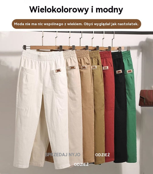 🔥【M-6XL】Damskie spodnie bawełniane z elastyczną talią, rozmiary✅️Płatność gotówką przy odbiorze