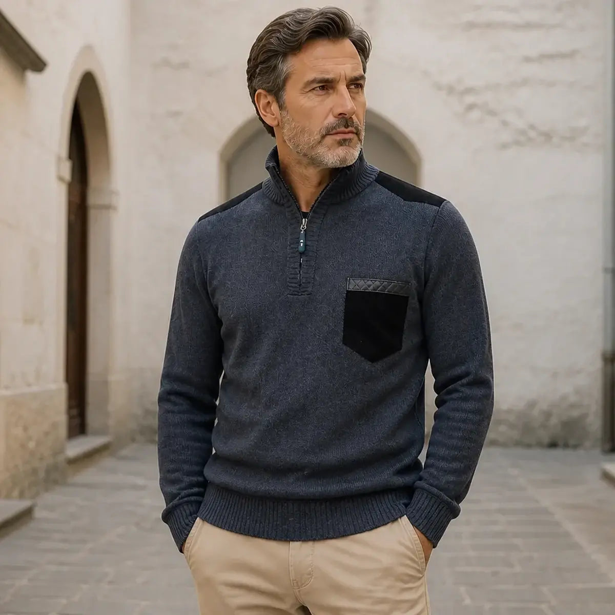 ❤️‍🔥【M–3XL】Męski sweter casualowy na zamek – wygodny styl na jesień i zimę