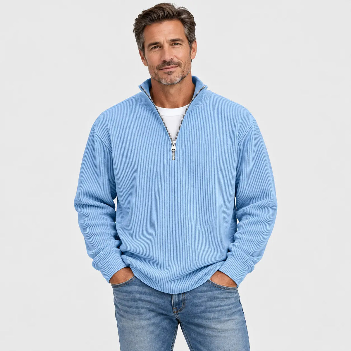 Nueva sudadera para hombre con cuello alzado, otoño/invierno