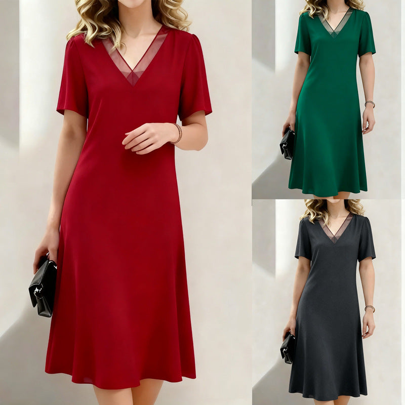 💖【S-2XL】Luźna Sukienka Midi z Dekoltem V – Lekki Letni Styl✅️Płatność gotówką przy odbiorze
