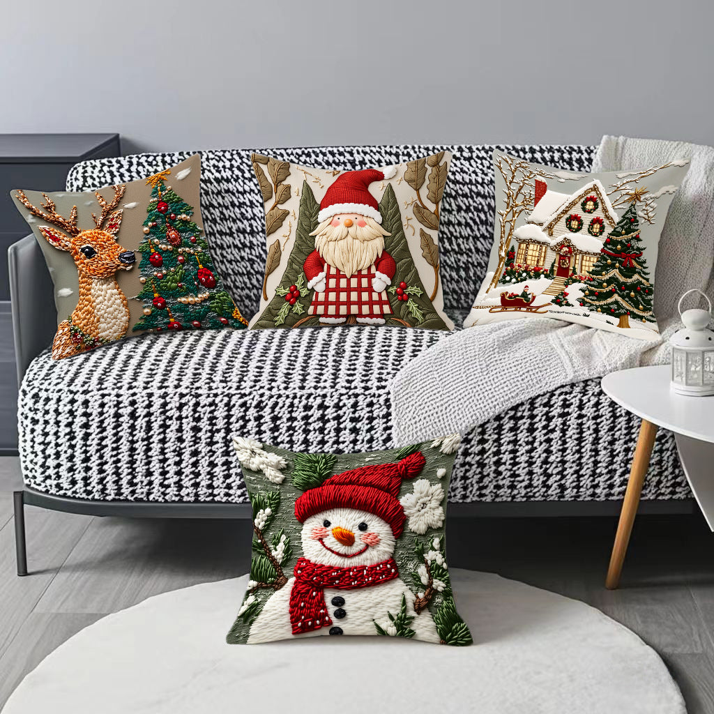 🔥【Sada 4 ks】🎄Vianočné obliečky na vankúše – obľúbené motívy a príjemný materiál, ideálne na sviatočnú výzdobu