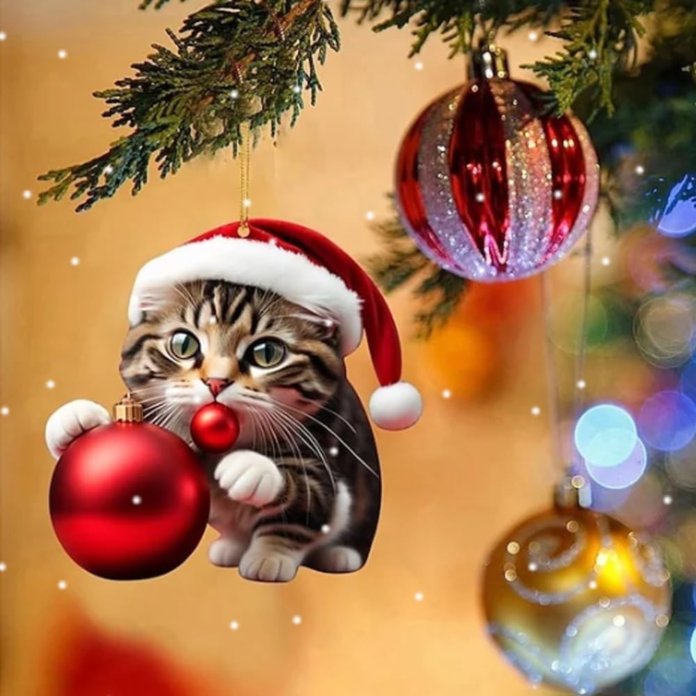 🎄🚗😺【10 darabos készlet】Macskás karácsonyi díszek fára és autóba · Biztonságos · -50% kedvezmény · Gyors szállítás