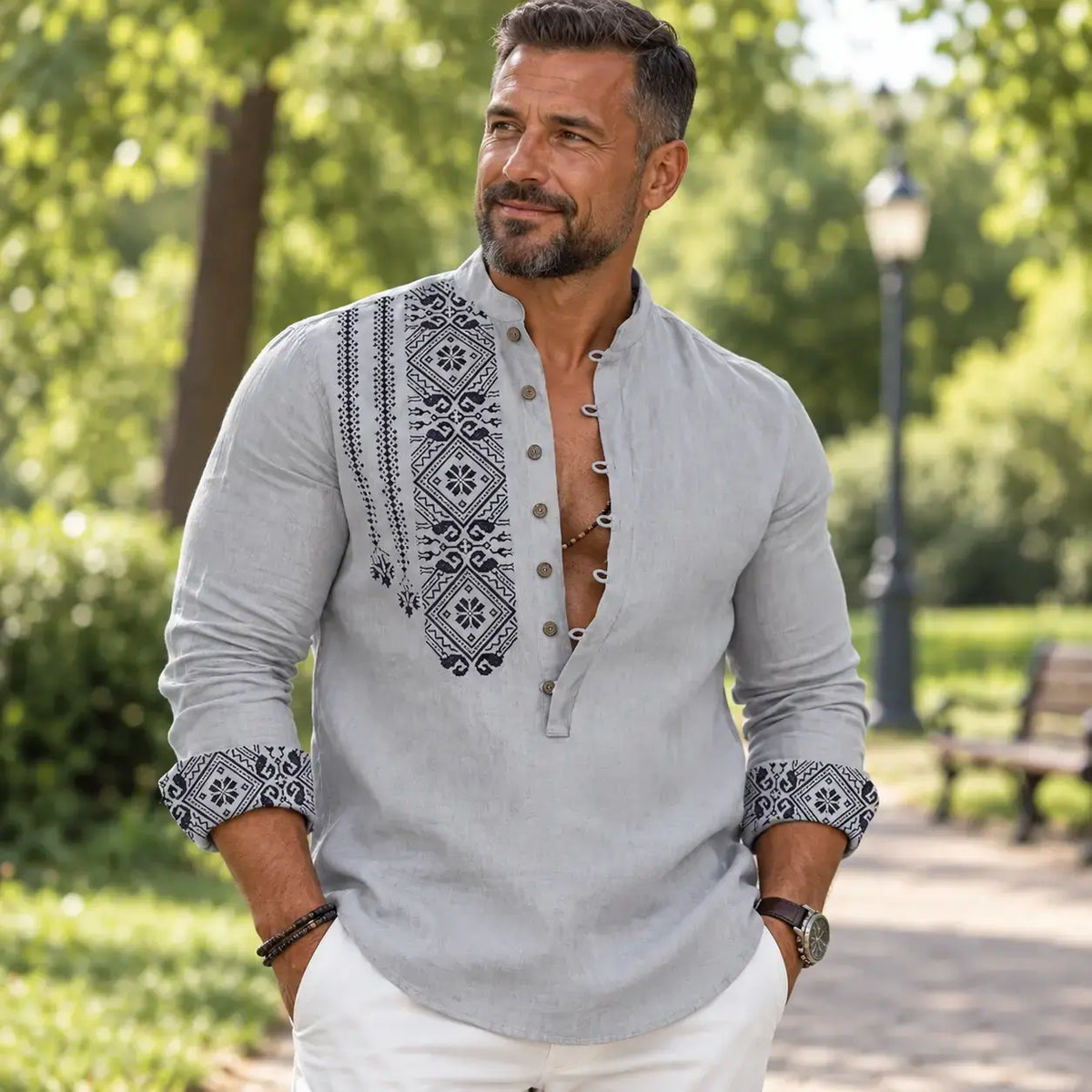 🔥【S–3XL】Męska koszulka polo z długim rękawem i nadrukiem – stylowy kołnierzyk, wygodna na jesień i zimę