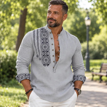 🔥【S–3XL】Męska koszulka polo z długim rękawem i nadrukiem – stylowy kołnierzyk, wygodna na jesień i zimę