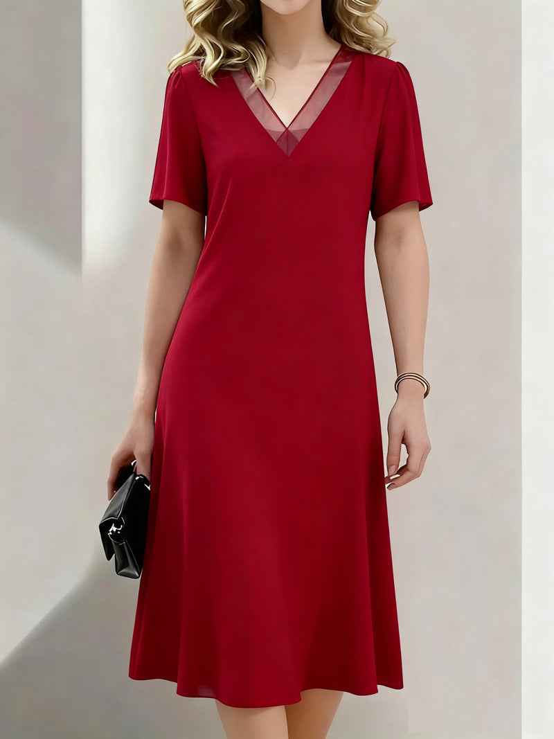 💖【S-2XL】Luźna Sukienka Midi z Dekoltem V – Lekki Letni Styl✅️Płatność gotówką przy odbiorze