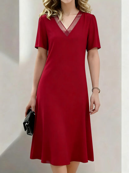 💖【S-2XL】Luźna Sukienka Midi z Dekoltem V – Lekki Letni Styl✅️Płatność gotówką przy odbiorze
