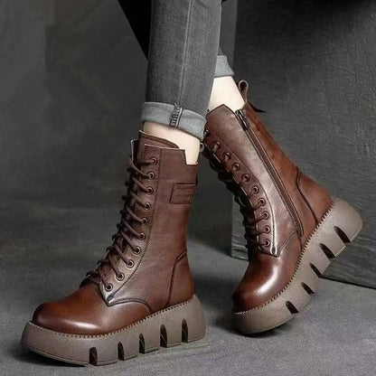👢Oferta ograniczona: 42% zniżki 🔥【35-40】Nowe damskie wysokiej jakości, ręcznie robione, miękkie skórzane botki na jesień-zimę, martensy