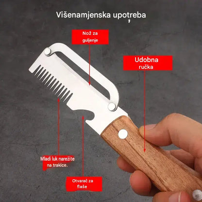 ✅ Kupi 1, dobit ćeš 2 komada 🧅🔪 Višenamjenski 3-u-1 nož za guljenje: guli i reže povrće te otvara boce! 🔥