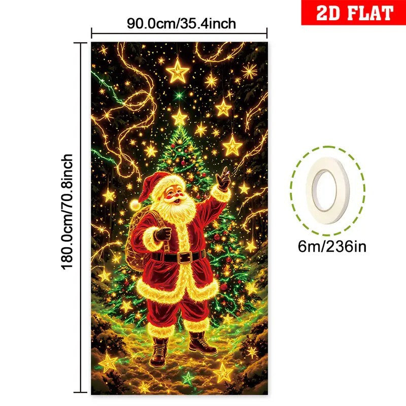 🎄 Fluorescencyjny baner bożonarodzeniowy UV na drzwi i tło imprezowe – wisząca dekoracja świąteczna