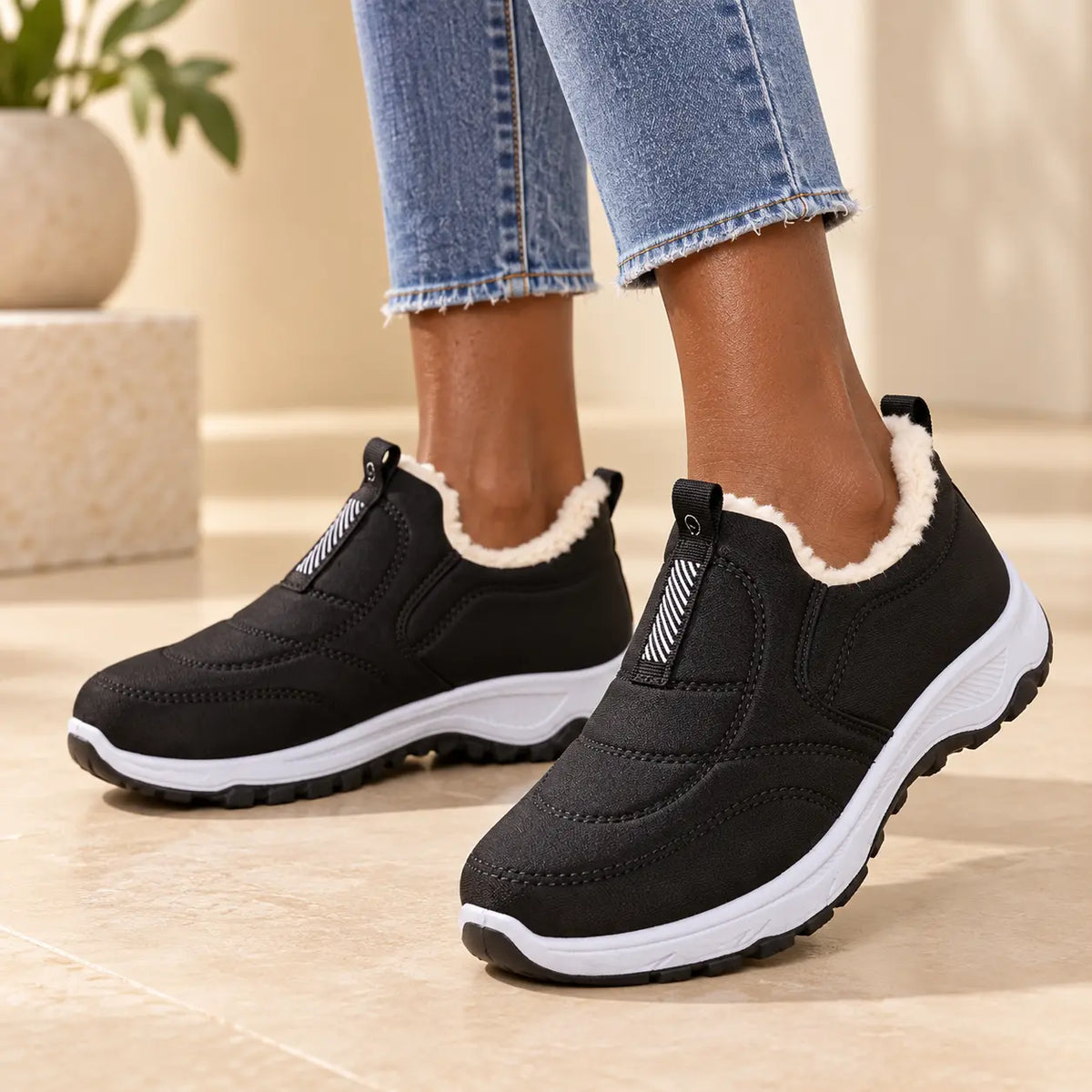 【35-41】zapatos de invierno impermeables de algodón cálido para mujer