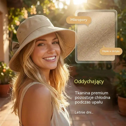 👒 LIMITOWANA OFERTA -50%! ✨ Damski kapelusz przeciwsłoneczny z szerokim rondem i kokardą – składany 🎀