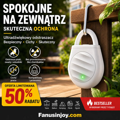 🐦 Przenośny ultradźwiękowy odstraszacz ptaków – na gołębie, balkon, ogród i taras