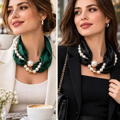 ✨ Naszyjnik z pereł i magnetyczna spinka do apaszki 2 w 1! Szybkie zapięcie magnetyczne · Odpinany design · Francuska elegancja i uniwersalny styl
