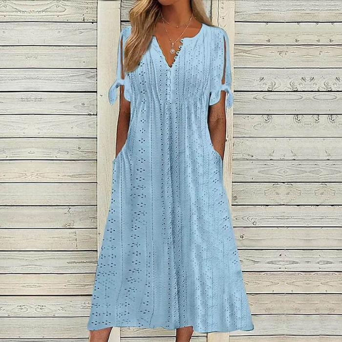【Darmowa dostawa】👗 2026 Sukienka codzienna z haftem i wysokim stanem – elegancka i wygodna
