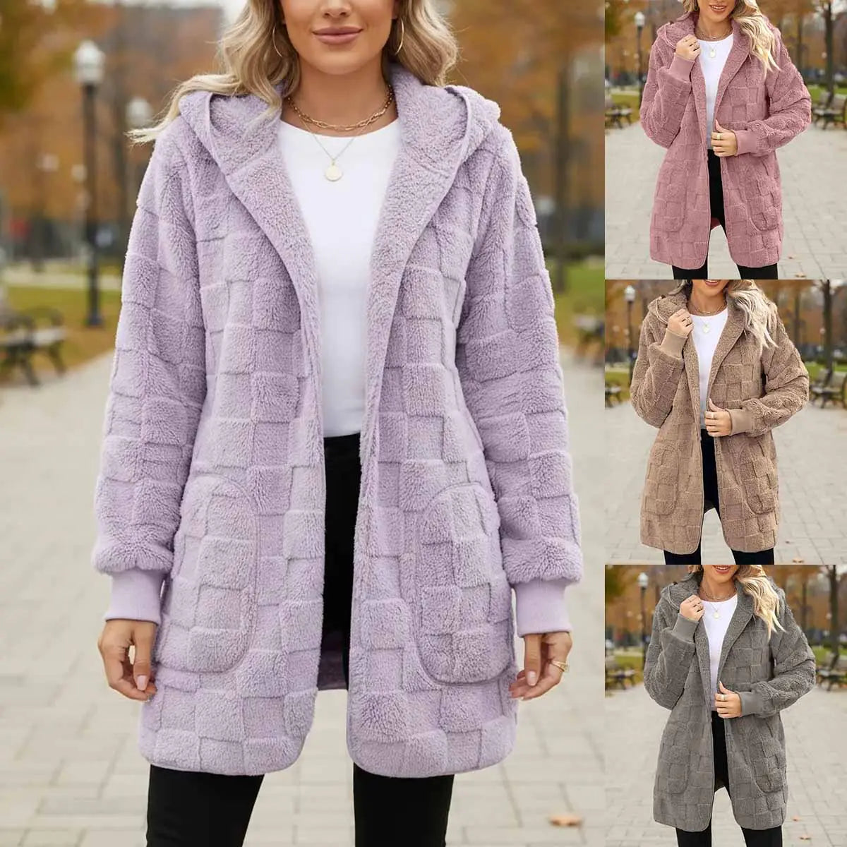 ☃️【-50%】❄️【S–5XL】Damska kurtka polarowa w kratę – ciepła i wygodna na jesień i zimę