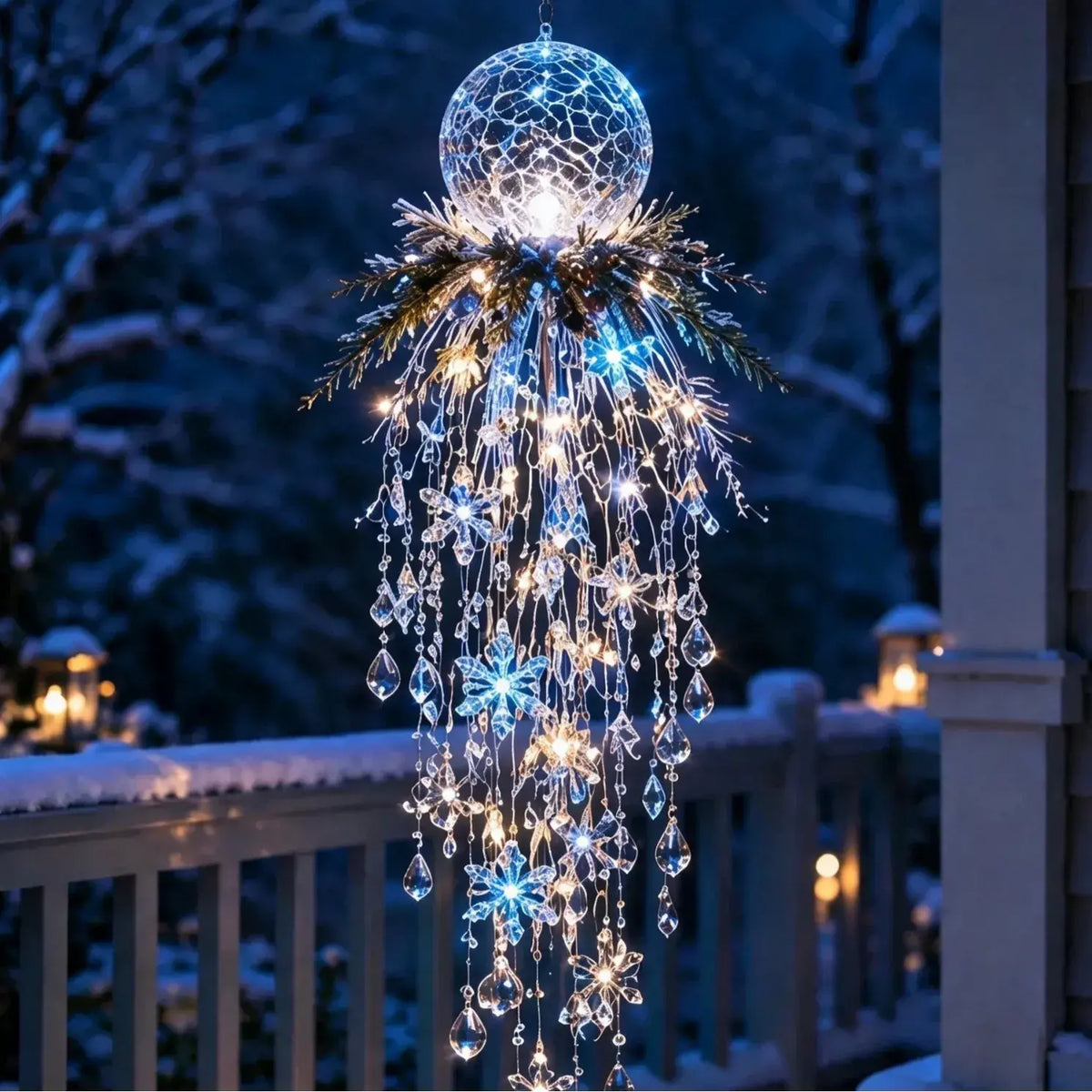 🔥 DZIŚ -50% 🎅 Wisząca dekoracja LED w kształcie płatka śniegu – świąteczny blask na werandzie ✨