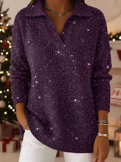 🔥 TOP produkt – 50% ZĽAVA 🔥【S-5XL】Dámsky pletený sveter s V-výstrihom a vzorom hviezdnej oblohy – moderný, elegantný a ako zo sna
