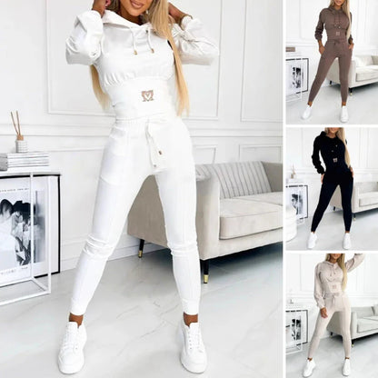 🔥Výhodná nabídka【S–3XL】Dámská dvoudílná sportovní souprava s kapucí – pohodlná teplá mikina a kalhoty na trénink i volný čas