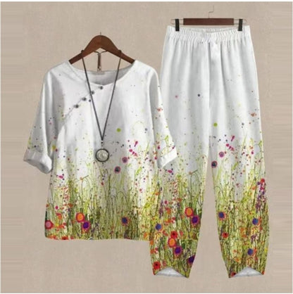 😍🔥【Oferta limitowana】 💥 【S–5XL】Damski komplet 2-częściowy 2026 – Top + Spodnie z nadrukiem 👚👖