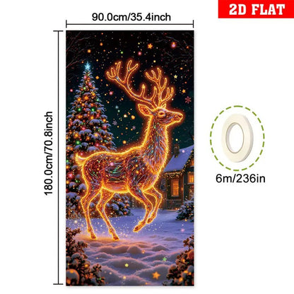🎄 Fluorescencyjny baner bożonarodzeniowy UV na drzwi i tło imprezowe – wisząca dekoracja świąteczna