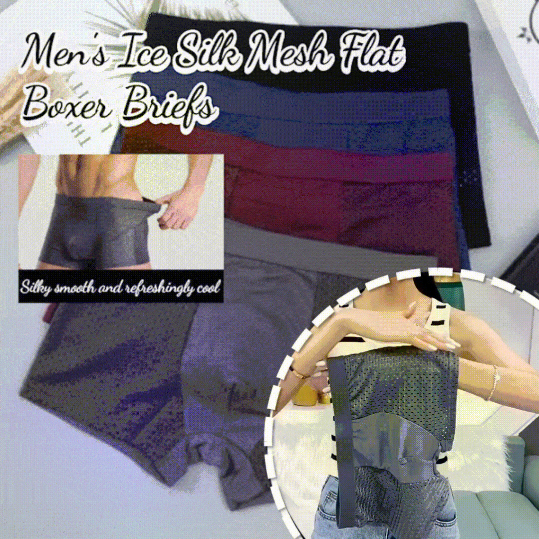 🔥【4/8 bucăți】🧊Boxeri bărbătești din mătase de gheață – Plasă respirabilă, confort maxim | Super ofertă de vară🌞