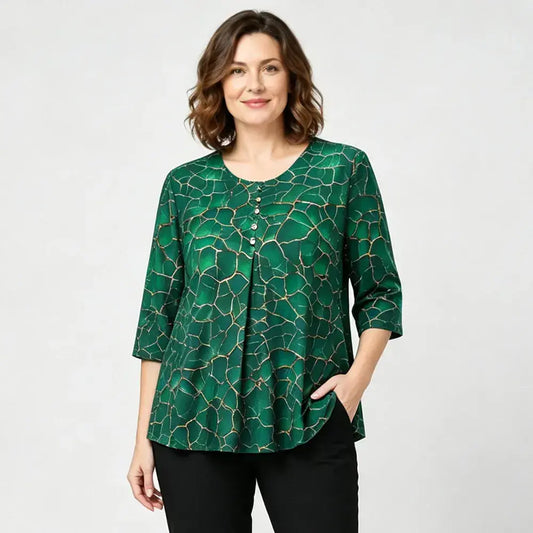 🛍️ Kolekcja Lato 2026 Plus Size: Damska bluzka z teksturowanym wzorem i fasonem A 💐 Elegancki styl | 3 kolory, rozmiary XL-8XL