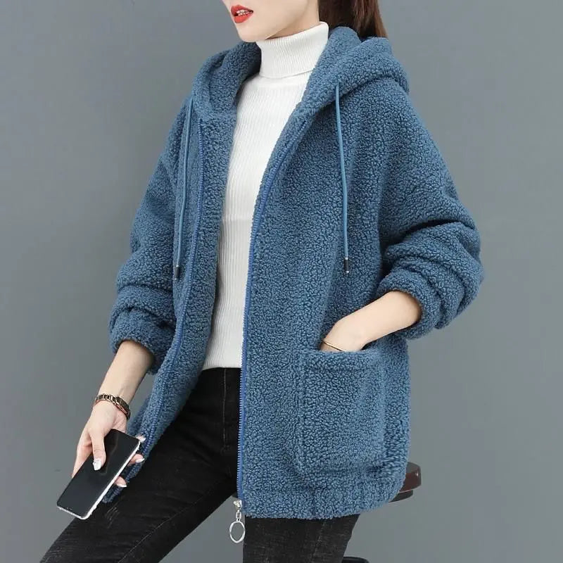 🔥✨【M-4XL】2026 Zimowa nowa moda damska pluszowa wełniana polarowa kurtka z kapturem