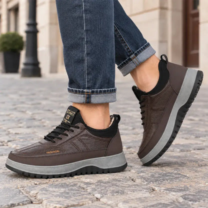 【39-45】Męskie zimowe buty sportowe do rekreacji, ze skóry naturalnej, wodoodporne, z miękką podeszwą i aksamitem