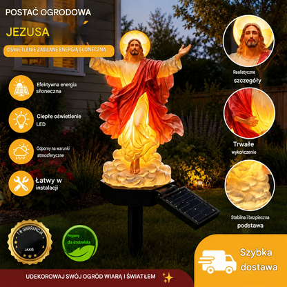 🔥🔱 Podświetlana solarna figurka ogrodowa z Jezusem.