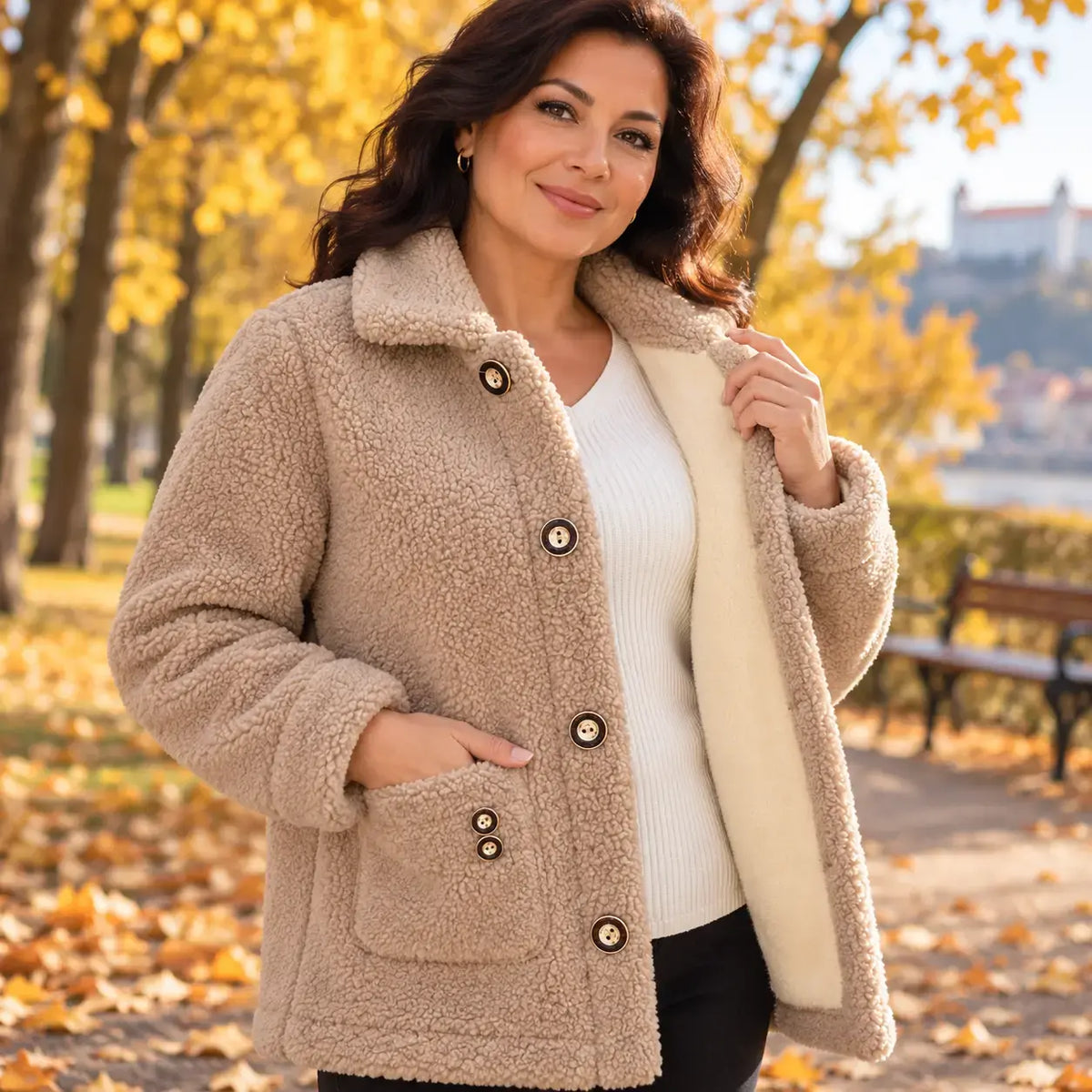 ☃️【M-3XL】Ciepły płaszcz damski 2026, nowy modny, aksamitny, gruba imitacja wełny jagnięcej