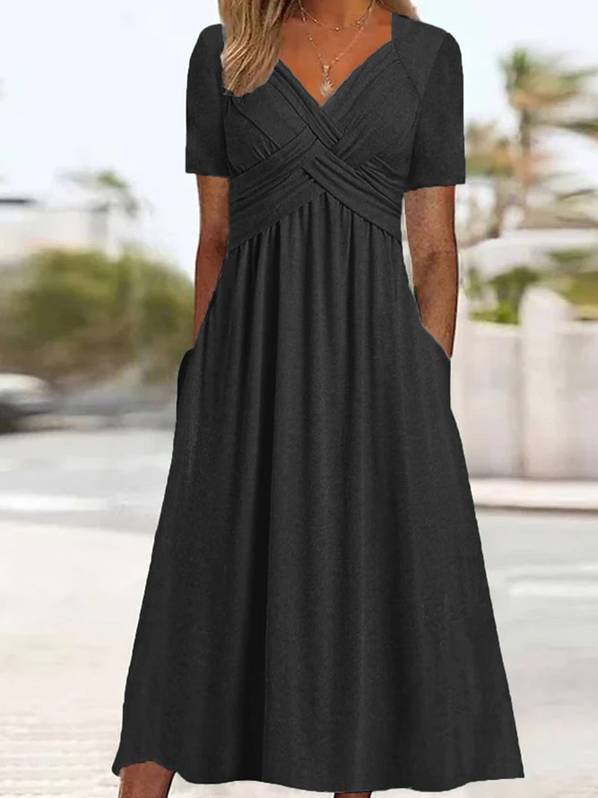 🤩【S-3XL】 Středně dlouhé ležérní šaty v čisté barvě