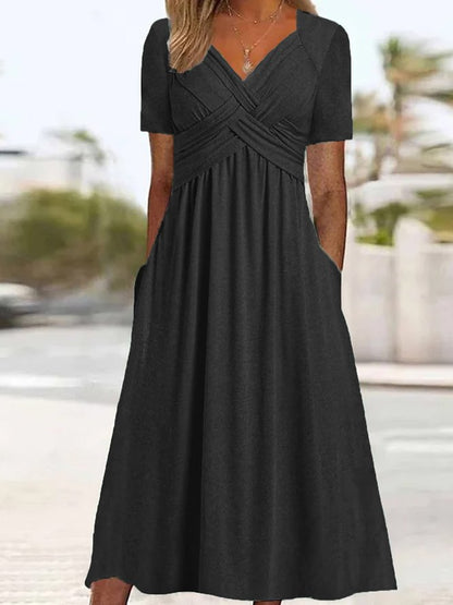 🤩【S-3XL】 Středně dlouhé ležérní šaty v čisté barvě