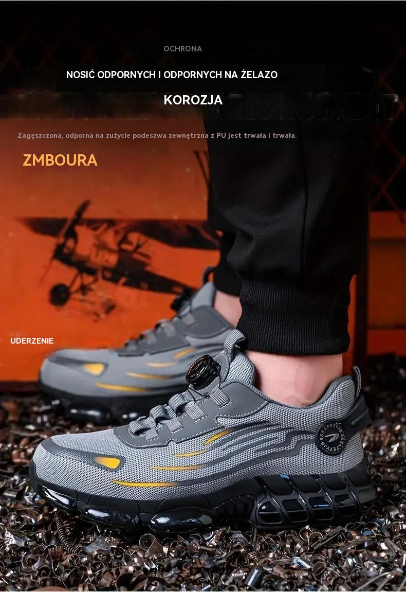 💥 Codzienne buty robocze odporne na uderzenia i przebicia, ze stalowym noskiem, wygodne i antypoślizgowe obuwie ochronne