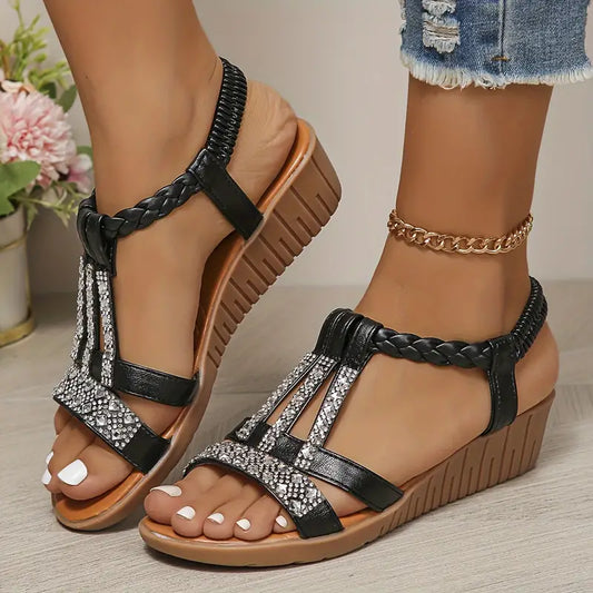 🤩【34-43】✨✨Dámske sandále na platforme s kamienkami