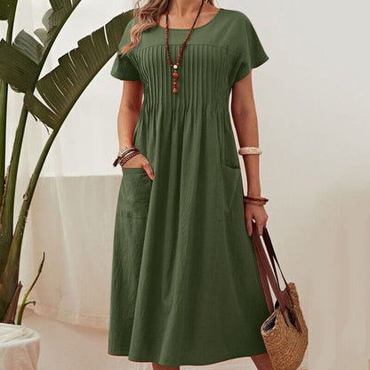 ✨✨【M-4XL】（40kg-90kg） Sukienka Letnia Plus Size z Krótkim Rękawem ✅Płatność gotówką przy odbiorze
