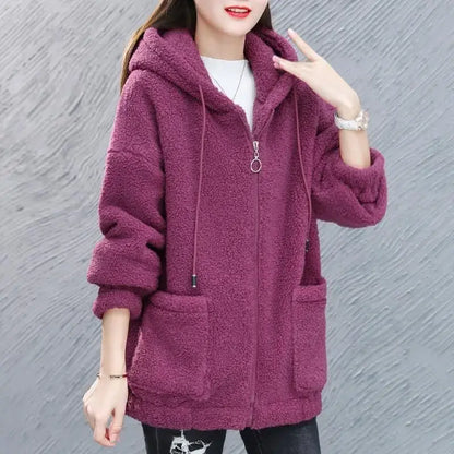 🔥✨【M-4XL】2026 Zimowa nowa moda damska pluszowa wełniana polarowa kurtka z kapturem