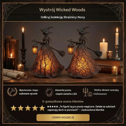 🧙‍‍♀️ Lampa czarownicy na Halloween, straszna gotycka dekoracja w kształcie latarni, wyjątkowa dekoracyjna figurka lampy stołowej, lampka nocna na nogach, odpowiednia do domu, ganku, biura, dekoracji na imprezę, może służyć jako prezent na Halloween.