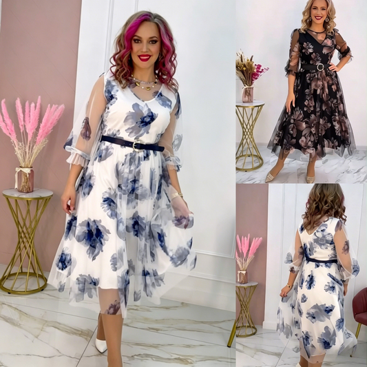 🌸 Sukienka damska S–5XL – elegancka, z nadrukiem, nowość