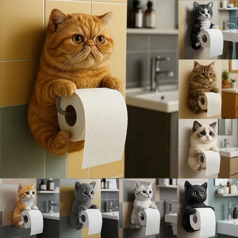 🐱【Žhavý výprodej roku】💥Roztomilý držák na toaletní papír s motivem kočky✨📦Doprava zdarma – skladem