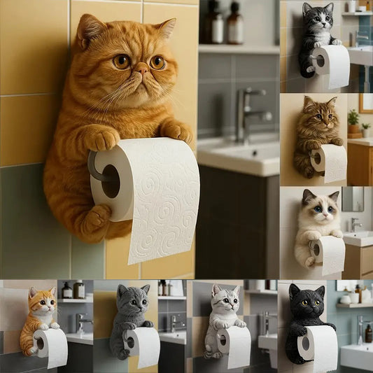 🐱【Vroč razprodajni hit leta】💥Ljubko držalo za toaletni papir z motivom mačke✨📦Brezplačna dostava – na zalogi
