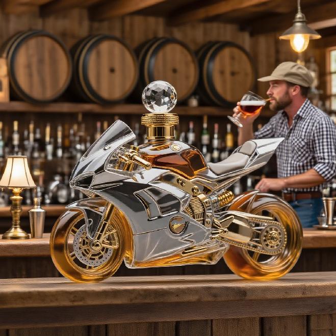 🚗 Kreatívna sklenená fľaša z vysoko kvalitného skla na whisky v moto štýle – 🔥 Zľava 50% · Limitovaná ponuka