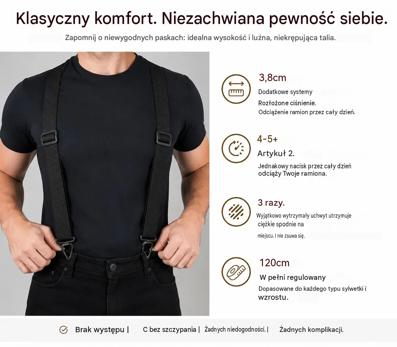 📢📢50% zniżki! 🧷szelki męskie z metalowymi klipsami do codziennych stylizacji